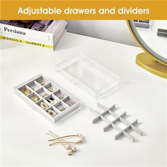 Clear Acrylic Jewelry Box Earring Organizer with Velvet Trays 5 Drawer Storage - Picture 4 of 7